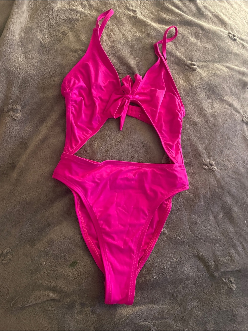 Lulus Hot Pink One-Piece Cutout Swimsuit with Front Tie